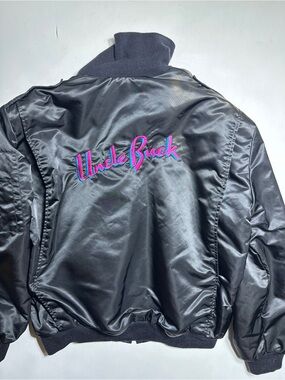 Vintage 80s Uncle Buck Embroidered Satin Bomber Jacket Crew Promo Movie Rare